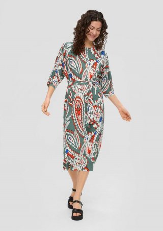 s.Oliver Midi-Kleid mit Plisseefalten - minze