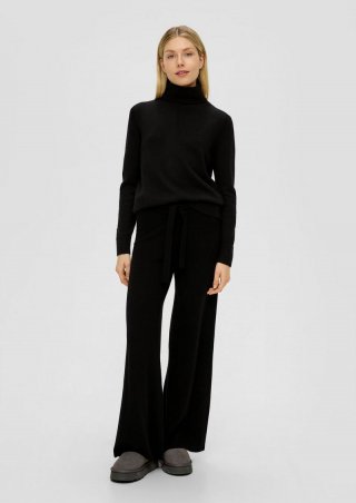 s.Oliver Wide Leg-Hose aus Merino-Kaschmir-Mix - schwarz