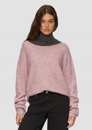 s.Oliver Melierter Pullover mit überschnittener Schulter - zartrosa