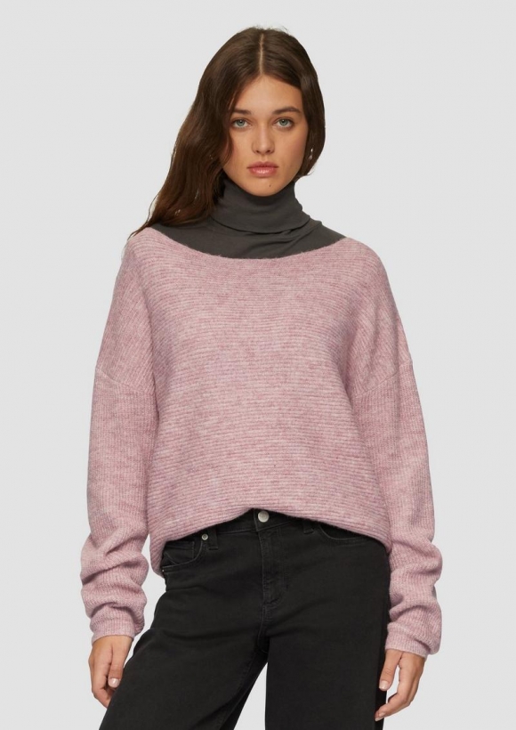 s.Oliver Melierter Pullover mit überschnittener Schulter - zartrosa