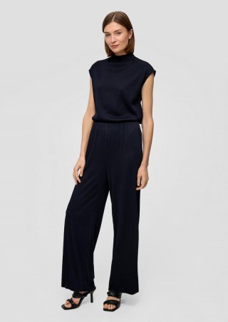s.Oliver Regular: Plissierte Hose mit Gummizug - navy