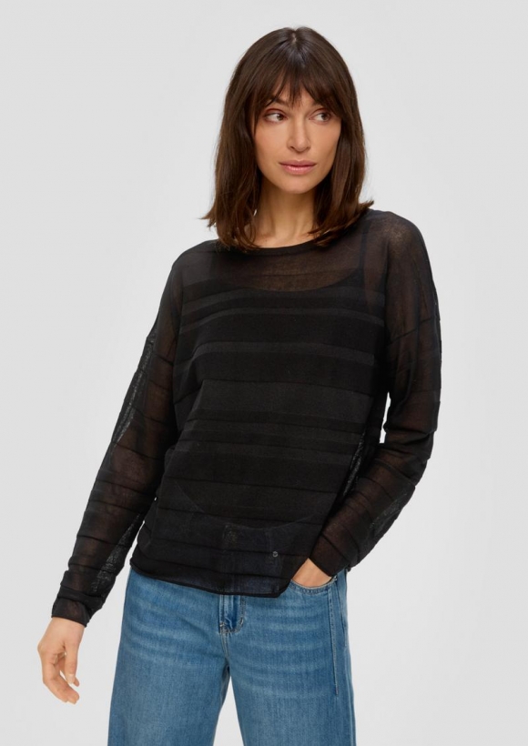 s.Oliver Pullover mit Musterstruktur - schwarz