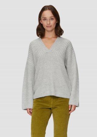 s.Oliver Leichter Wollpullover im Relaxed Fit - grau meliert
