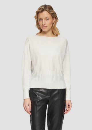 s.Oliver Strickpullover mit Strukturmuster am Saum - ecru