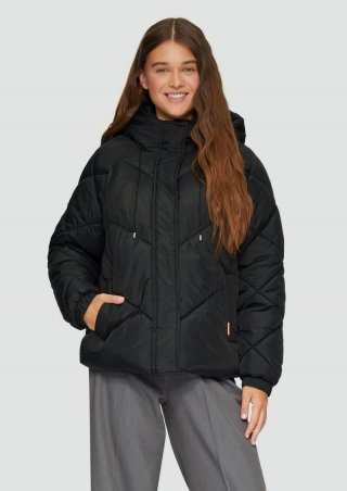 s.Oliver Wattierte Jacke mit Steppung und Kapuze - schwarz