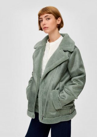 s.Oliver Jacke aus Lederimitat im Aviator-Stil - salbeigrün