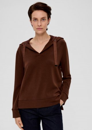 s.Oliver Hoodie aus weichem Modalmix - dunkelbraun