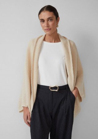 s.Oliver Locker fallende Strickjacke - sandfarben