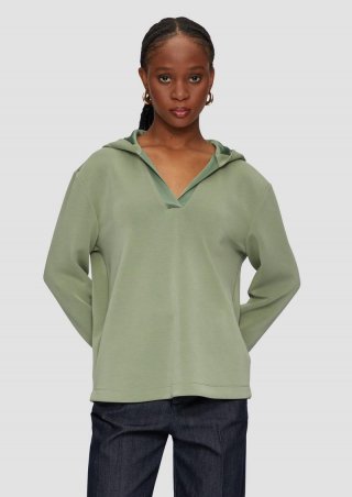 s.Oliver Kapuzenshirt mit Satin-Details - salbeigrün