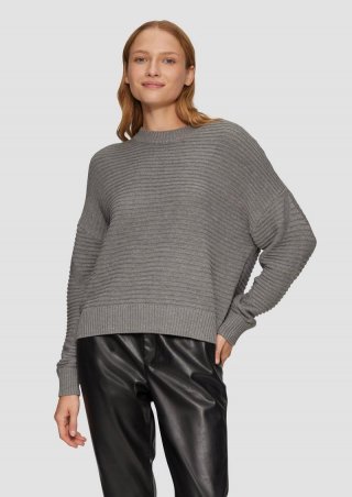 s.Oliver Oversized Strickpullover mit Strukturdetails - graphit