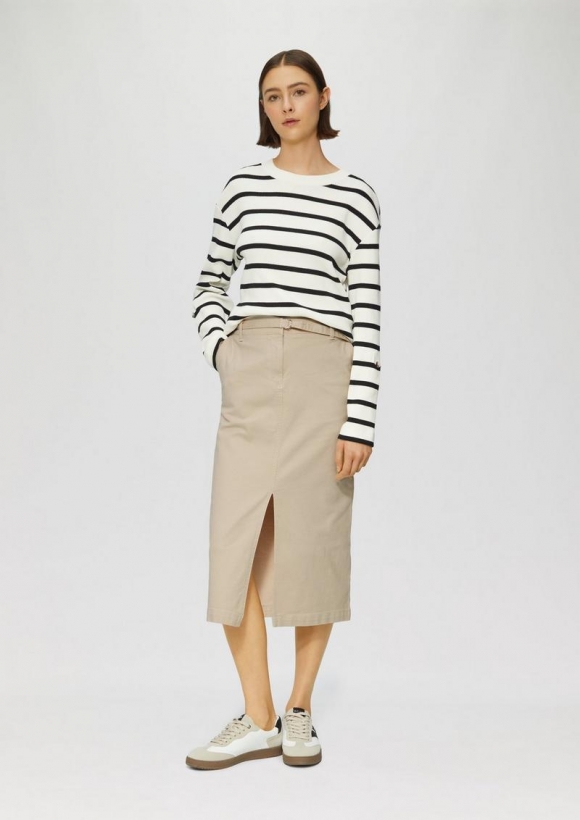 s.Oliver Midirock aus Twill mit Gürtel und Schlitz - sandstein