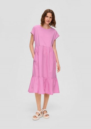 s.Oliver Luftiges Baumwollkleid im Fabricmix und Relaxed Fit - rosa