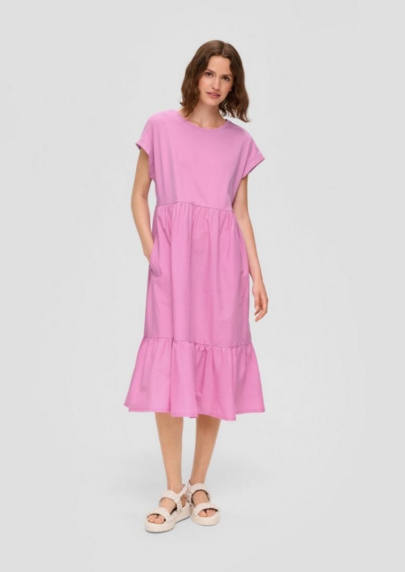 s.Oliver Luftiges Baumwollkleid im Fabricmix und Relaxed Fit - rosa