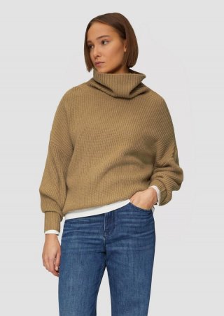s.Oliver Oversized Pullover mit Rollkragen - sandstein