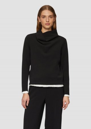 s.Oliver Scuba-Sweatshirt mit Wasserfallkragen - schwarz