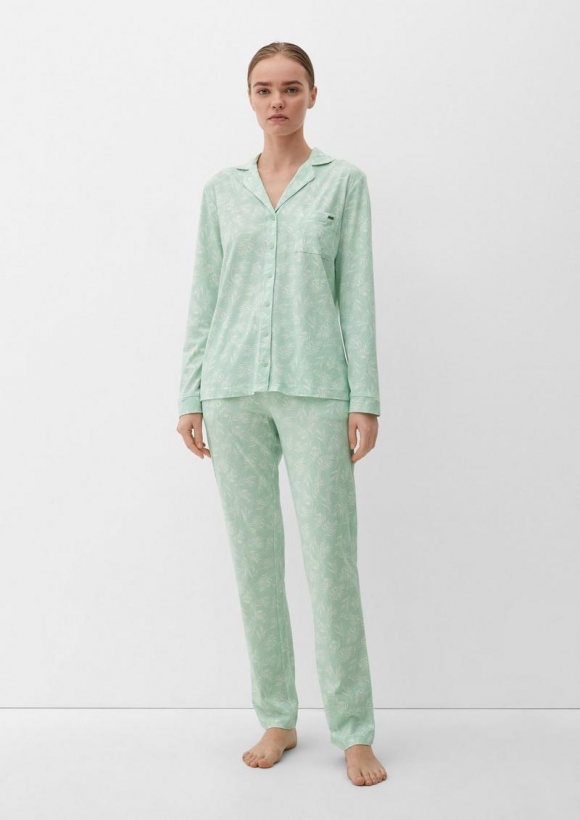 s.Oliver Pyjama aus Baumwollmix - pastelltürkis