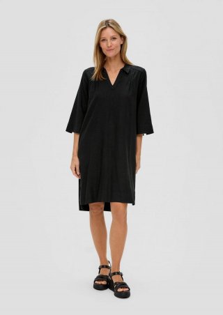 s.Oliver Relaxed Fit-Kleid aus Leinenmix - schwarz