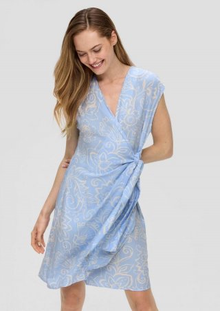 s.Oliver Viskose-Kleid im Relaxed Fit mit Knoten-Detail - himmelblau