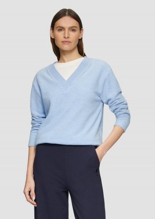s.Oliver Weiches Sweatshirt mit V-Ausschnitt - hellblau