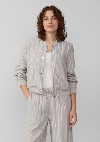 s.Oliver Leinenmix-Blouson mit Glitzerstreifen - taubengrau