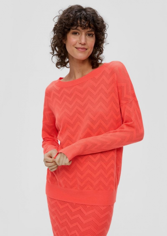 s.Oliver Pullover mit Ajourmuster - koralle
