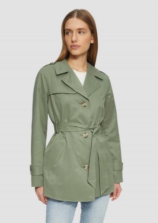 s.Oliver Kurzer Trench mit Gürtel - salbeigrün