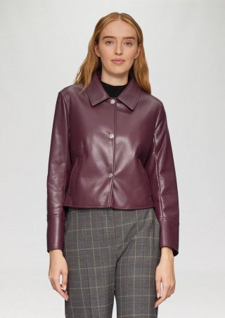 s.Oliver Taillierte Jacke aus Lederimitat - bordeaux