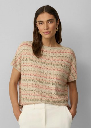 s.Oliver Stricktop mit Zick-Zack-Muster im Relaxed Fit - helles beige