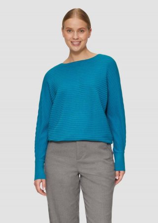 s.Oliver Strukturierter Strickpullover mit Fledermausärmeln - petrol