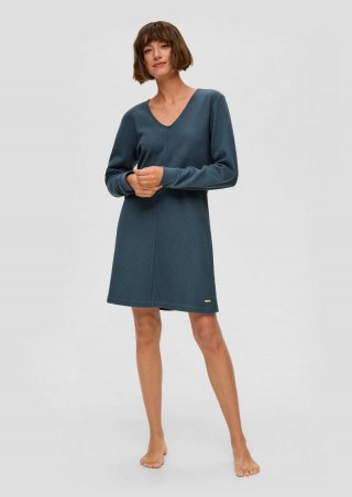 s.Oliver Pyjama-Sweatkleid mit V-Ausschnitt - petrol
