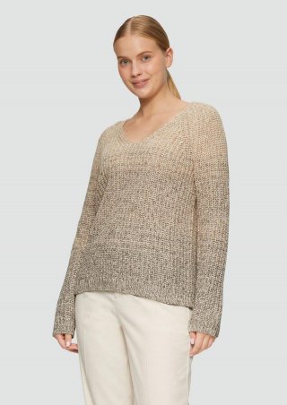 s.Oliver Strickpullover mit V-Ausschnitt - beige