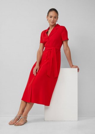 s.Oliver Hemdblusenkleid mit Bindegürtel - rot