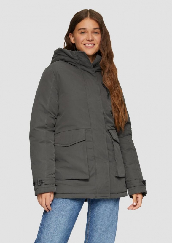 s.Oliver Gefütterte Jacke mit Kapuze - anthrazit