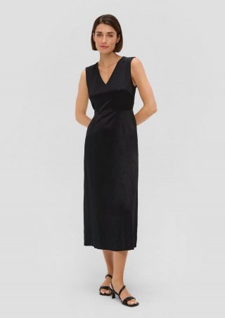 s.Oliver Maxi-Kleid aus Leinenmix - schwarz