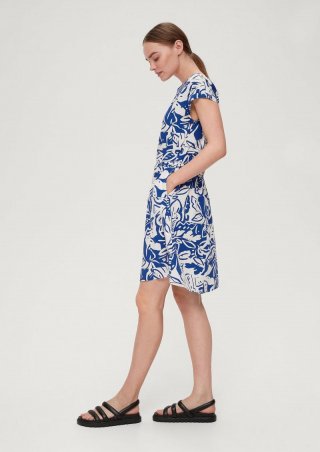 s.Oliver Kleid mit Bindeband aus Viskose - ozeanblau