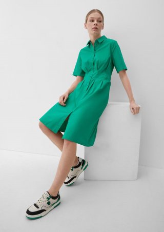 s.Oliver Kleid mit Kellerfalten - smaragd
