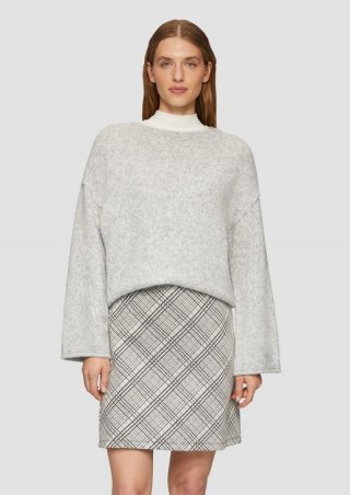 s.Oliver Strickpullover mit weiten Ärmeln im Relaxed Fit - grau meliert