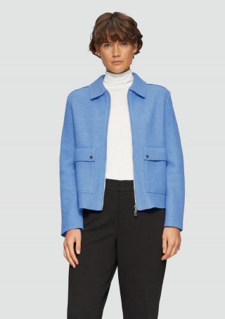 s.Oliver Jacke aus Wollmix im Relaxed Fit mit aufgesetzten Taschen - royalblau