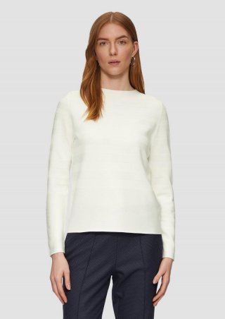 s.Oliver Gestreifter Feinstrickpullover aus Viskosemix - creme
