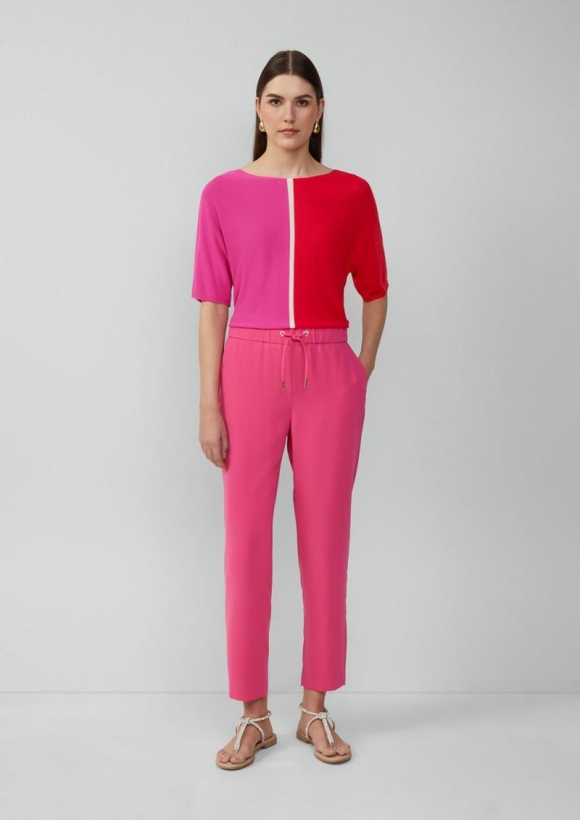 s.Oliver Jogpants aus Crêpe mit Elastikbund und Tunnelzug - pink