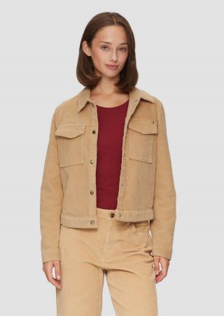 s.Oliver Verkürzte Cordjacke mit Druckknöpfen - hellbraun
