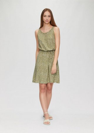 s.Oliver Viskose-Kleid mit Cut-out und Bindeband - salbeigrün