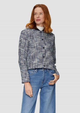 s.Oliver Jacke in Bouclé-Optik mit Metallic-Garn - navy