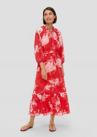 s.Oliver Maxikleid aus Chiffon - preiselbeere