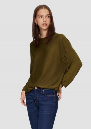 s.Oliver Strickpullover mit Fledermausärmeln - olivgrün