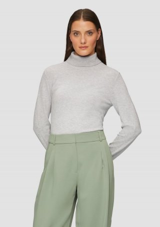 s.Oliver Feiner Rollkragenpullover mit Ajour-Details - taubengrau