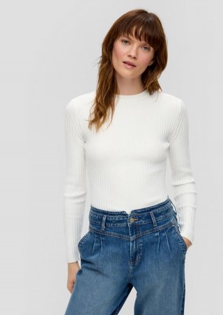 s.Oliver Rippstrickpullover aus Viskosemix - ecru