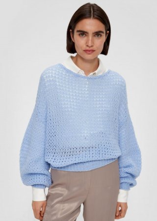 s.Oliver Strickpullover mit Stehkragen - hellblau