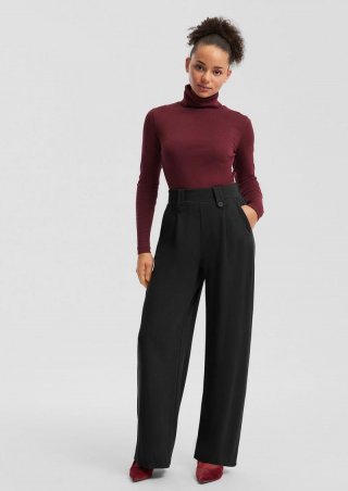 s.Oliver Wide-Leg Hose aus Interlockjersey - schwarz