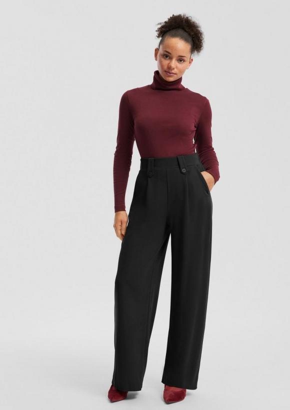 s.Oliver Wide-Leg Hose aus Interlockjersey - schwarz